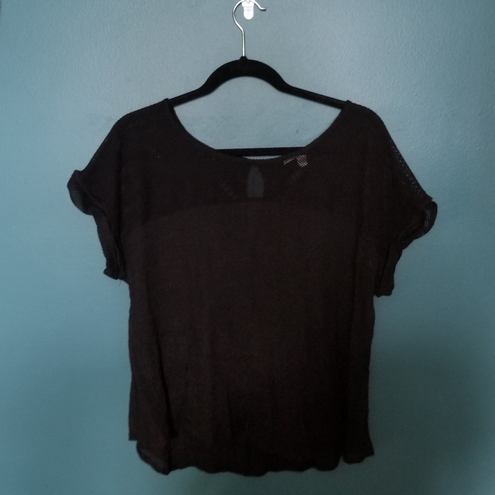 Mesh-Shouldered Blouse